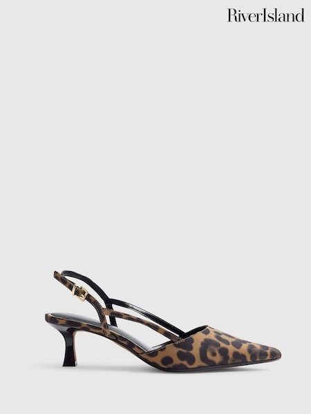 Brun - River Island Leopard Print Slingback Court Heels