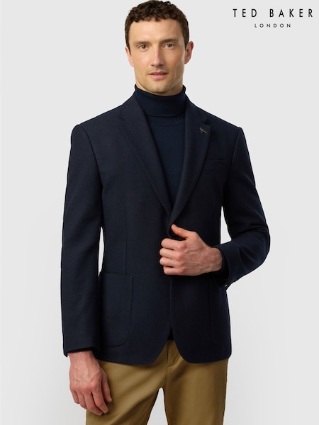 Blue - Regular Ted Baker Tailoring Fit Navy Flannel Twill Blazer