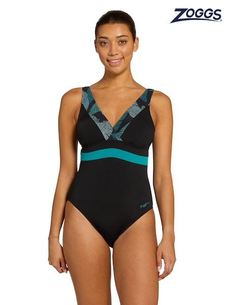 Black - Zoggs Square Back Swimsuits With Fixed Foam Cup