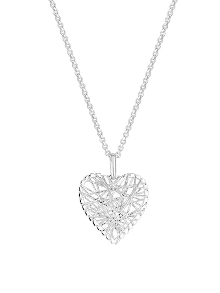 Simply Silver Sterling Silver 925 Diamond Cut Mesh Wrap Heart Necklace (R23212) | €34
