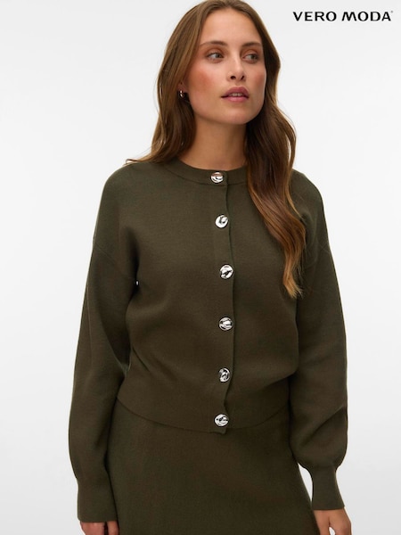 Zelená - Vero Moda Long Sleeve V-neck Cardigan