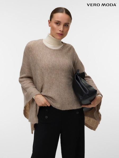 Brown - Vero Moda Knitted Poncho