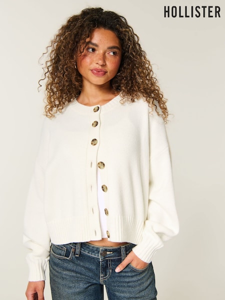 White - Hollister Crew Cardigan