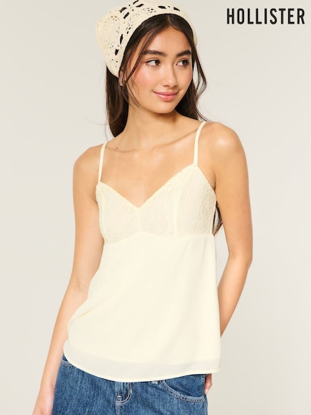 White - Hollister Lace Cami Top