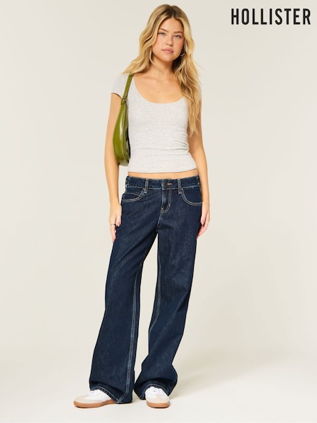 Dark Blue Rinse - Hollister Baggy Jeans