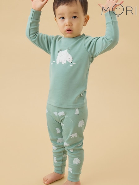 Verde - Mori Polar Bear Soft Cotton Pyjamas Set