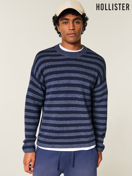 Blue - Regular Hollister Stripe Crewneck Sweatshirt