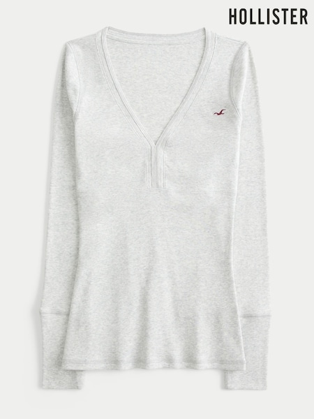 Grey - Hollister V-neck T-shirt