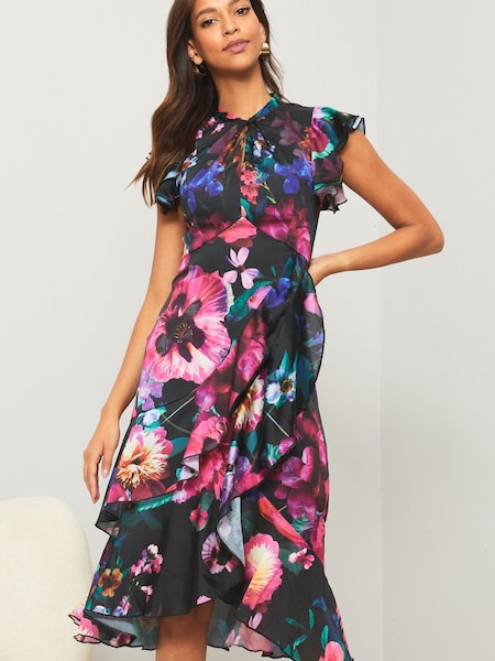 Lipsy Printed Keyhole Fit and Flare Midi Dress (R27860) | €37