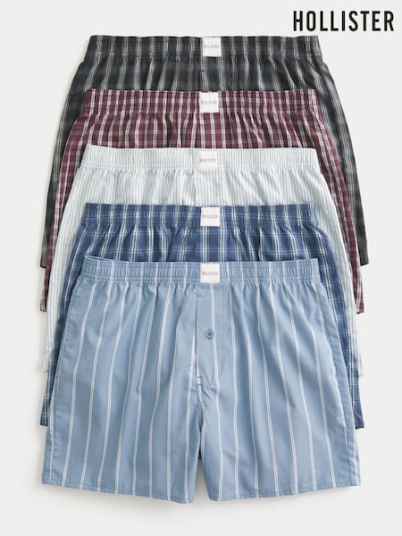 Blue - Regular Hollister Woven Boxers 5 Pack
