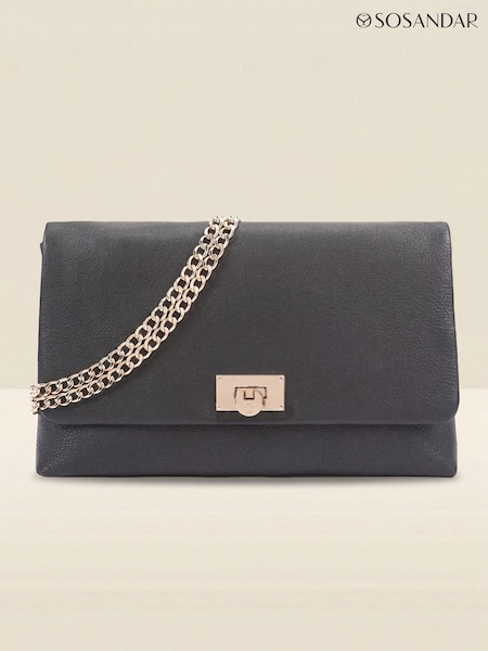 Noir - Grande pochette Sosandar en cuir