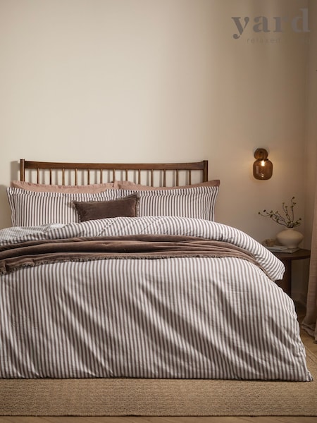 Yard Hebden Striped Cotton Reversible Duvet Cover And Pillowcase Set