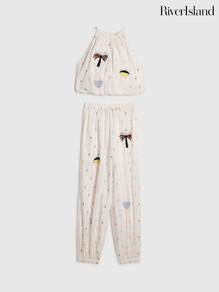 Krem boja - Set Halter vez pantalona sa printom River Island & Hareem