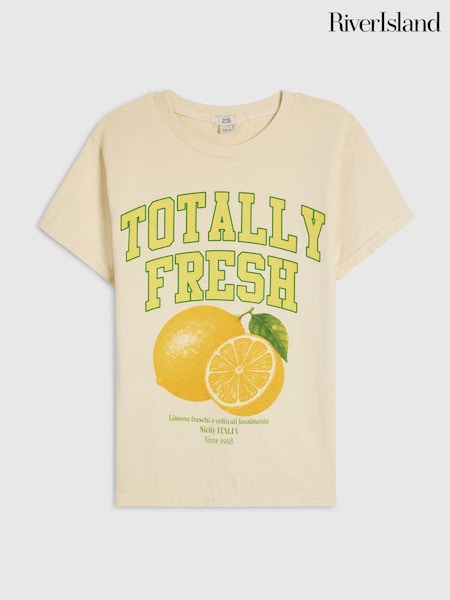 Yellow - River Island Totally Fresh Lemon T-shirt