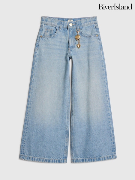 Blue - River Island Wide Fit Jeans With Key Charm