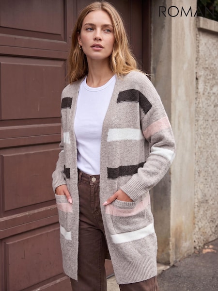 Burgundija Crveno - Roman Soft Stripe Cardigan