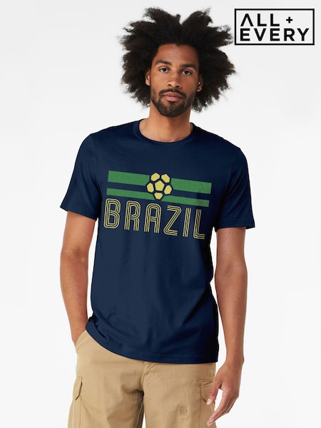 Blue - Regular All + Every Brazil Flag Colours World Cup Football T-shirt