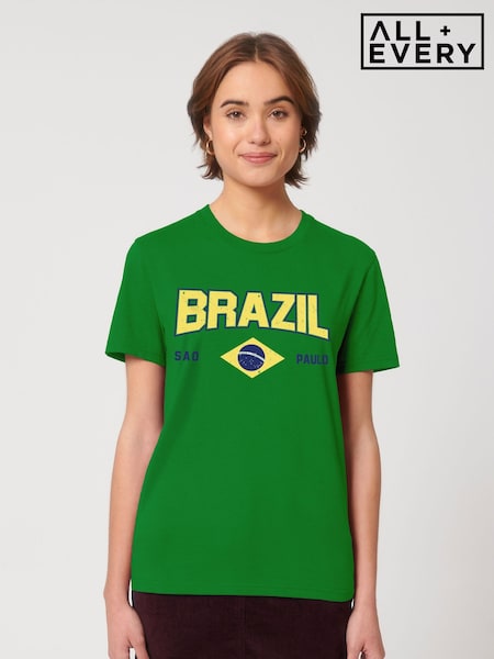 Green - All + Every Brazil Sao Paulo Retro World Cup Football T-shirt