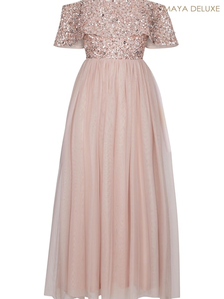 Maya Mid Pink Embellished Bardot Midaxi Dress (R31094) | € 71