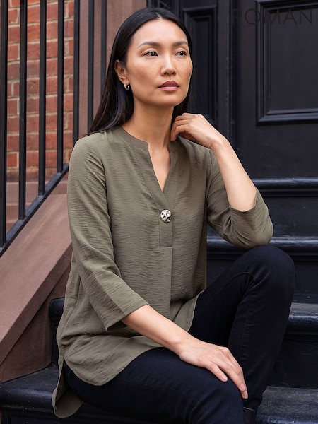 Жасыл - Roman Button Detail Top