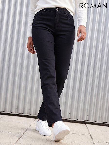 Black - Roman Slim Leg Stretch Jeans