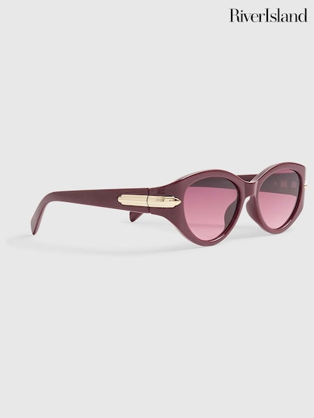 Red - River Island Cat Eye Slim Sunglasses