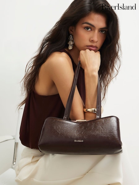 Red - River Island Metal Frame Shoulder Bag
