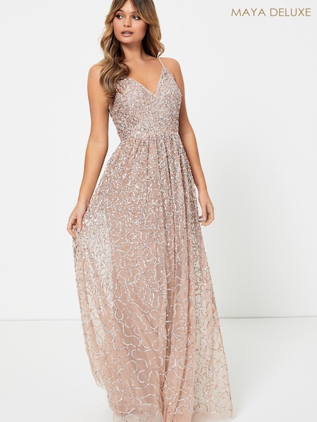 Maya Light Pink All Over Sequin Cami Maxi Dress (R33505) | €94