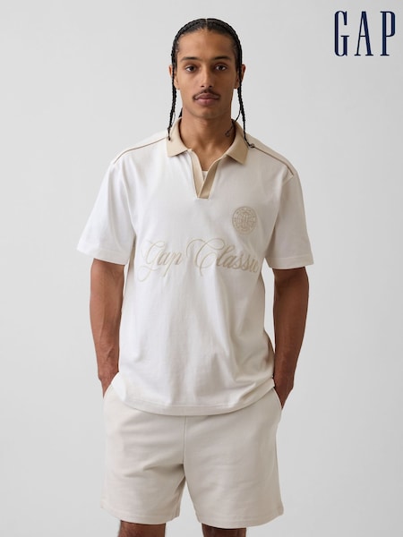 Cream - Regular Gap Relaxed Logo Rugby Shirt