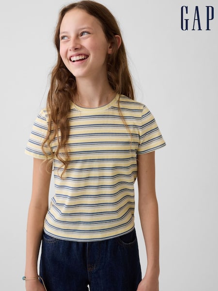 Gul/grå stribet - Gap Vinstagesoft Short Sleeve T-shirt (4-13yrs)