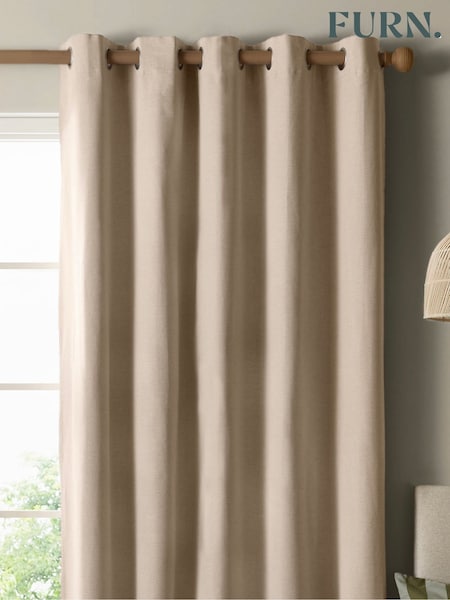 Furn The Ultimate Blackout Woven Textured Eyelet Curtains