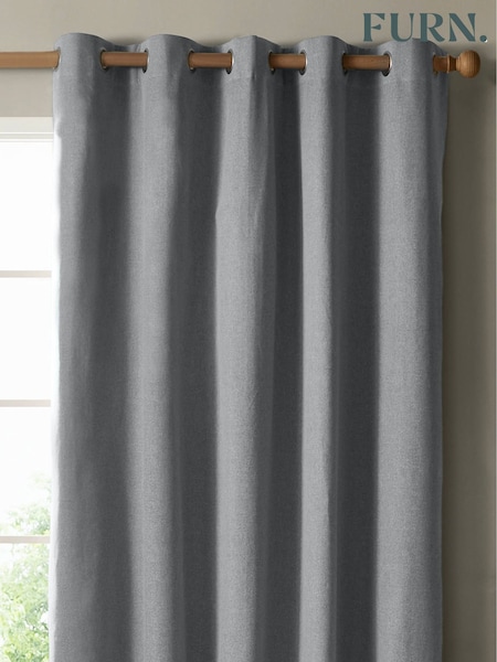 Furn The Ultimate Blackout Woven Textured Eyelet Curtains