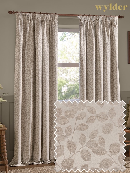Wylder Grace Leaf Jacquard Lined Pencil Pleat Curtains
