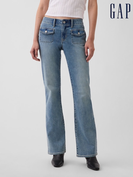 Light Wash - Gap Low Rise Long And Lean Patch Pocket Jeans