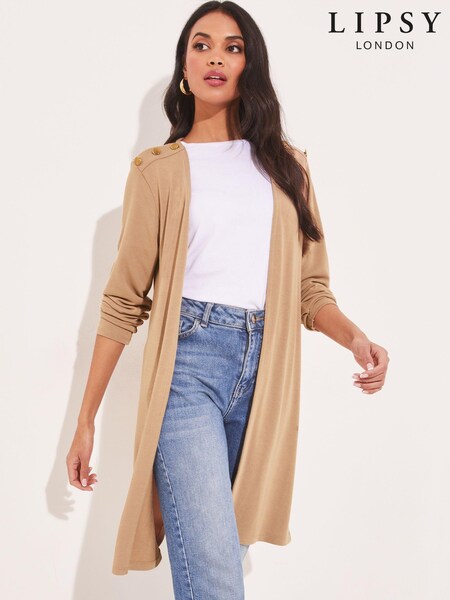 Camel - Lipsy Button Detail Longline Cardigan (R36020) | € 18