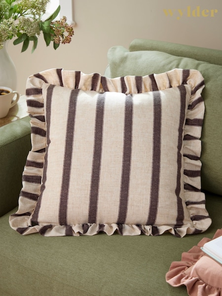 Wylder Connie Square Striped Ruffle Fibre Fill 45x45cm Cushion