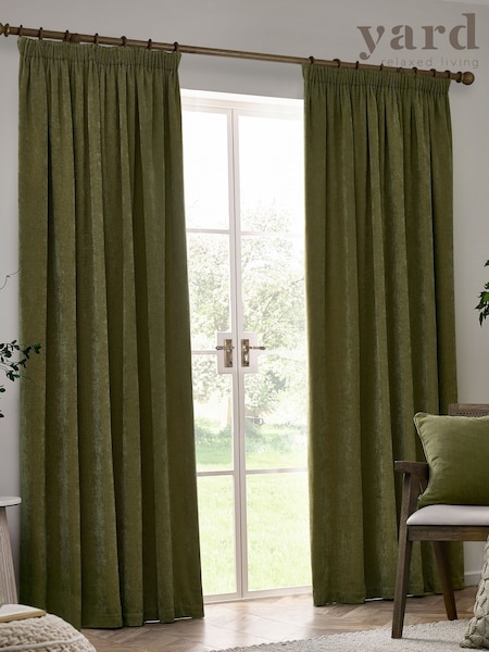 Yard Heavy Chenille Blackout Pencil Pleat Curtain