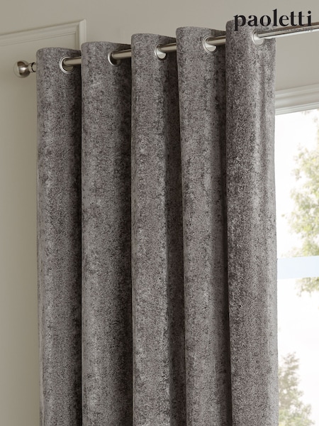 Paoletti Lustre Velvet Fully Lined Eyelet Curtain