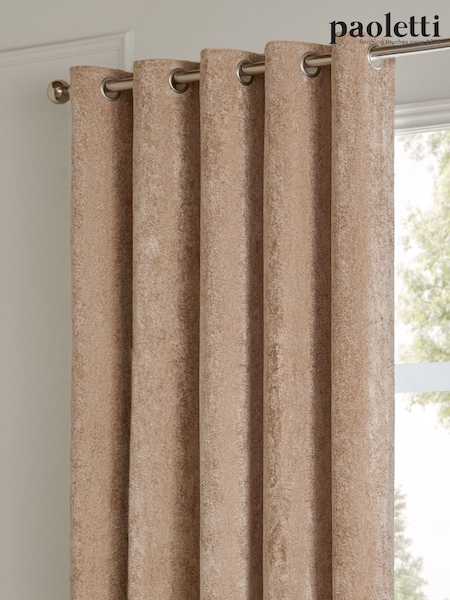 Paoletti Lustre Velvet Fully Lined Eyelet Curtain