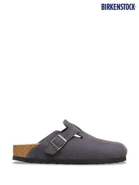Charcoal Grey - Birkenstock Boston Suede Clogs