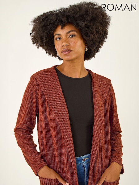 Brown - Roman Longline Hooded Cardigan
