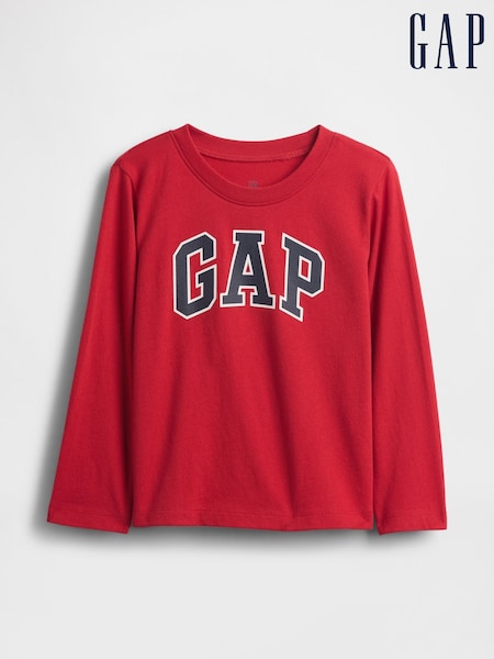 Röd - Gap Logo Long Sleeve T-shirt (6mths-5yrs)