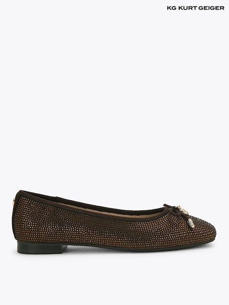 Brown - Kg Kurt Geiger Mara Embellished Ballerina Shoes