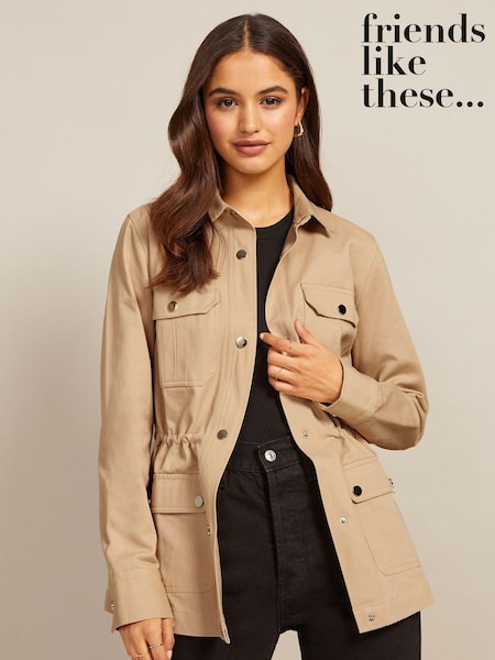 Friends Like These Stone Utility Pocket Button Through Jacket (R38269) | €22.50