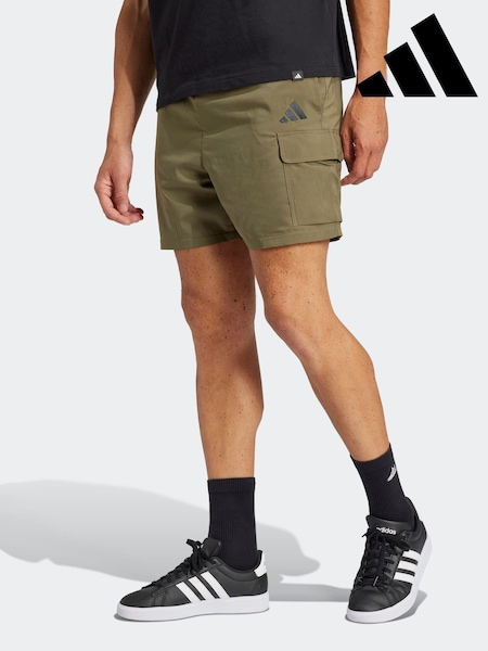 Olive Green - Regular Adidas Essentials Small Logo Cargo Chelsea Shorts