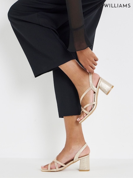 Metallic - Jd Williams Diamante Strap Block Heels