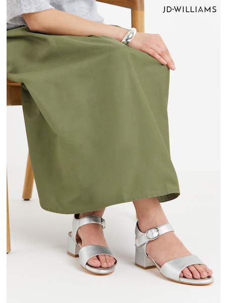 Silver - Jd Williams Two Part Block Heel Sandals