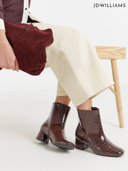 Rojo - Jd Williams Block Heel Ankle Boots
