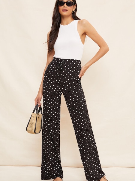 Friends Like These Camel/Black Jersey Wide Leg Trousers (R42093) | €20