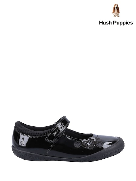 Black - Hush Puppies Rosanna Patent Infant School Shoes